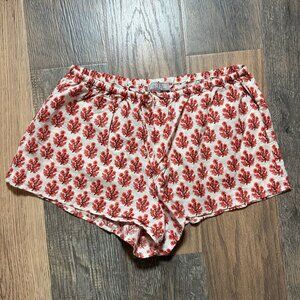 J. Crew Linen-Cotton Blend Pajama Shorts Womens Size Small Red Cream Floral NWOT
